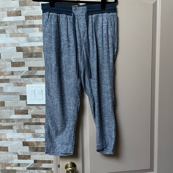 Nwt SUSINA 𝅺cropped slim linen pants with elastic waist and drawstrings Sz SP - Picture 5 of 9